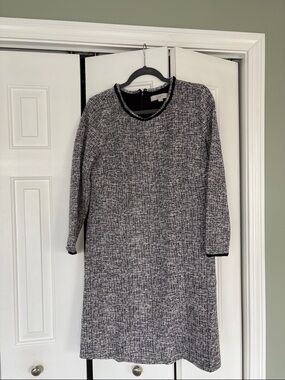 LOFT Women’s Black and White Tweed-Look Shift  14 Preowned